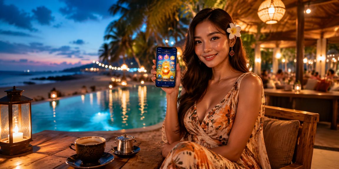 Pengguna mengakses aplikasi casino di ponsel sambil menikmati kopi Vietnam