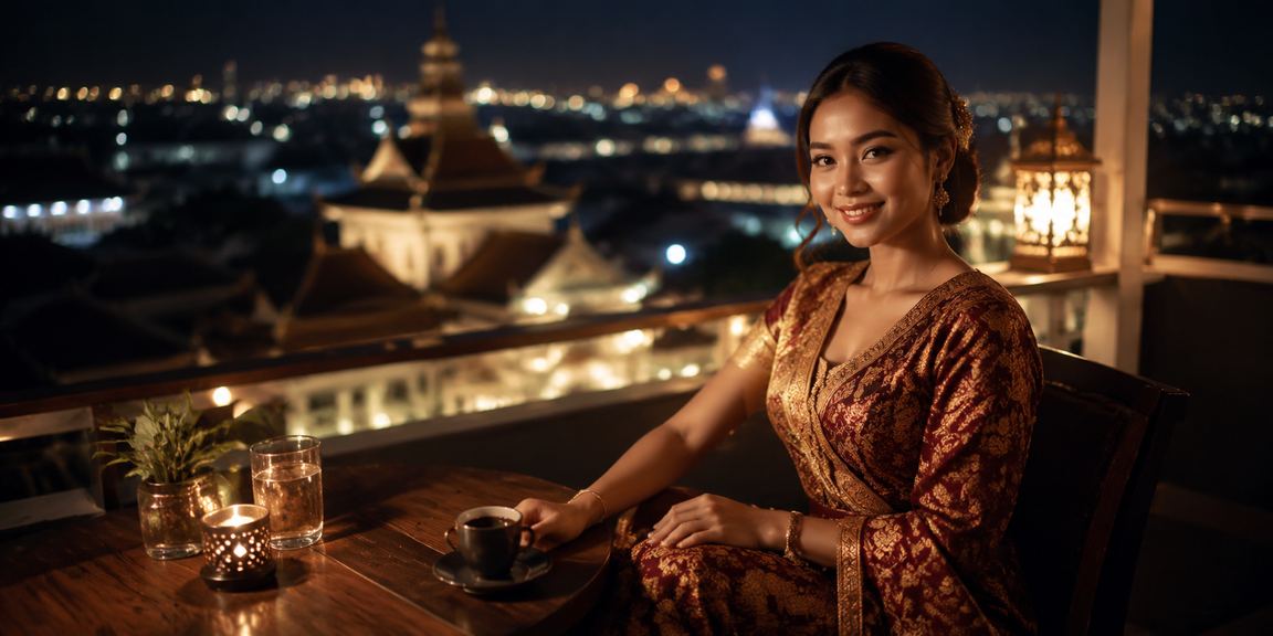 Pengguna VIP menikmati bonus sambil minum kopi dengan ponsel di tangan